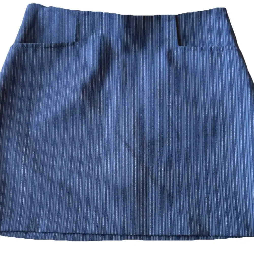 Y2K Striped Mini Skirt CLE Paris Small Gray Pin Stripes Office Corporate College